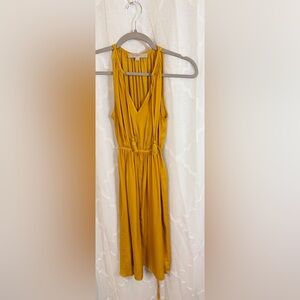 LOFT Mustard Yellow Midi Dress| Boho | Size Petite Small